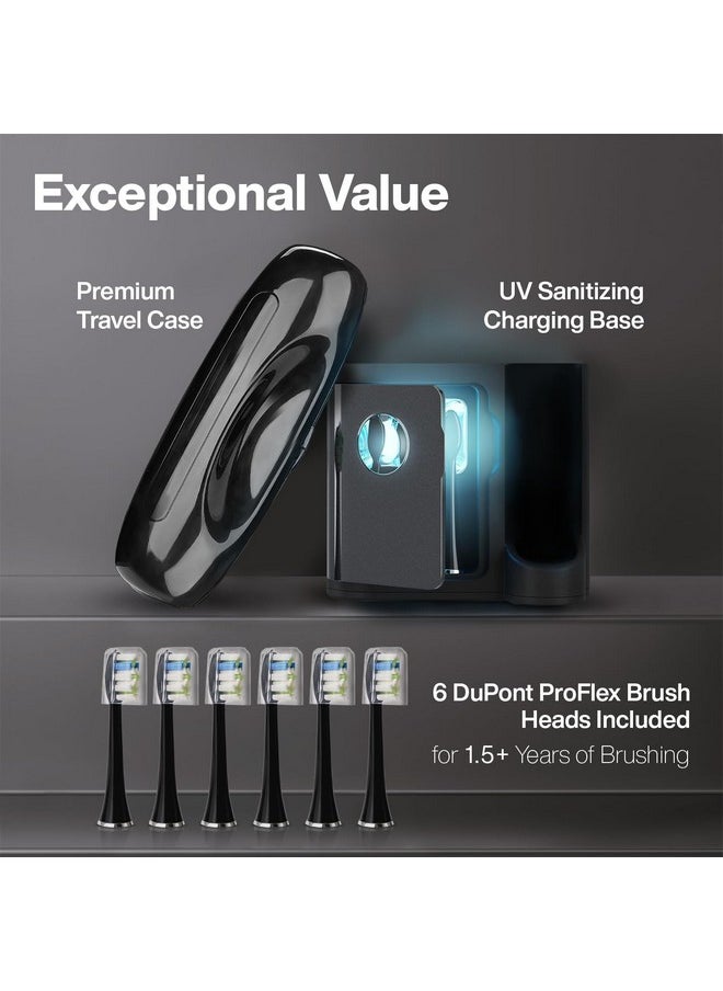 Aquasonic Black Series PRO - Ultra Whitening Toothbrush w UV Sanitizing Base - 5 Modes & Smart Timers - Premium Travel Case - Electric Toothbrush - ADA Approved Toothbrush