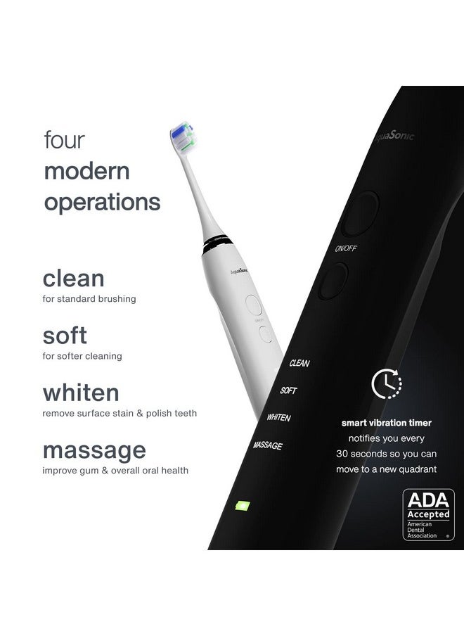 AquaSonic DUO PRO - Ultra Whitening 40,000 VPM Electric ToothBrushes - ADA Accepted - 4 Modes with Smart Timers - UV Sanitizing & Wireless Charging Base - 10 ProFlex Brush Heads & 2 Travel Cases