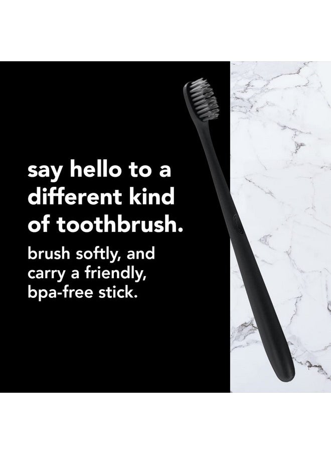 hello Charcoal Soft Toothbrush with Activated Charcoal from Sustainable Bamboo, BPA- Free, Made from Plant-Based Materials, 4 Pack