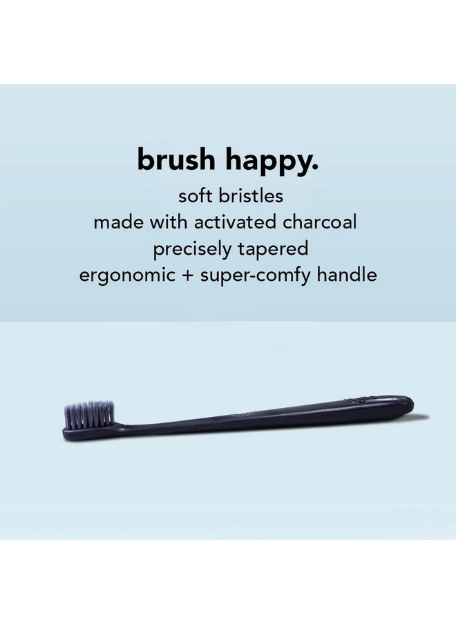 hello Charcoal Soft Toothbrush with Activated Charcoal from Sustainable Bamboo, BPA- Free, Made from Plant-Based Materials, 4 Pack