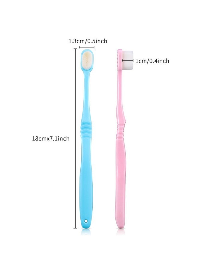 4 Pieces Extra Soft Toothbrushes Micro Nano Manual Toothbrush for Sensitive Gums with 20,000 Extra Soft Bristles for Fragile Gums Adult Kid Children (Blue, Pink)