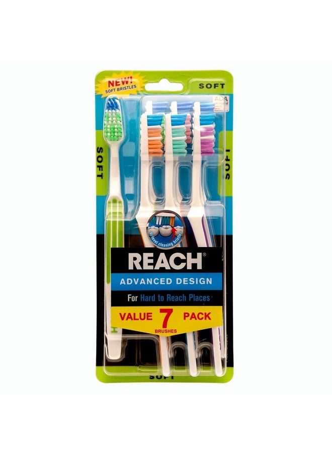REACH Advanced Design Adult Toothbrush, Soft, 7 Count