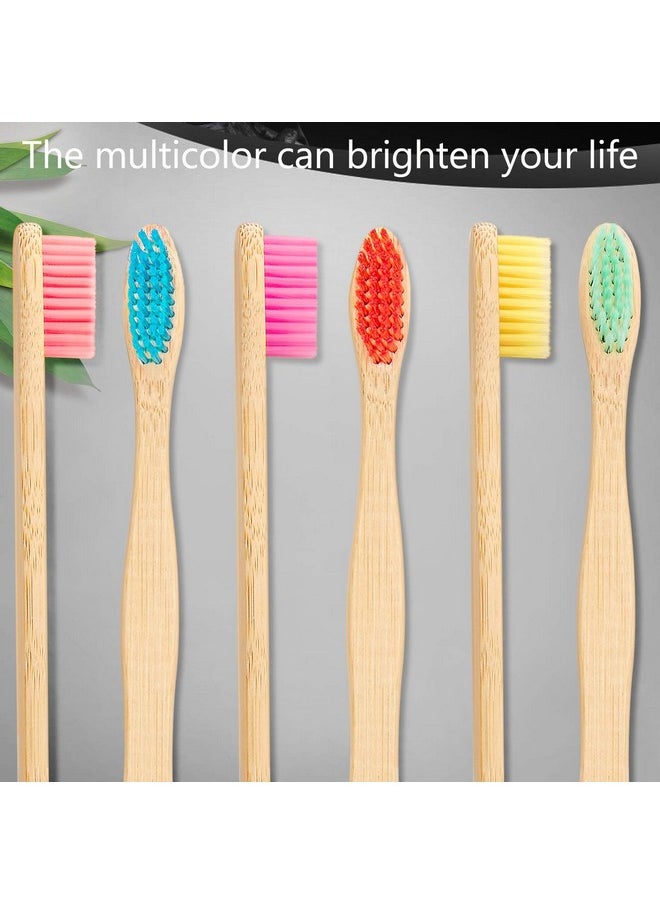 18 Pieces Bamboo Toothbrushes Tooth Brush Bamboo Toothbrushes with Nylon Bristles and Ergonomic Handles in Individually Packaged (Multi-Colors)