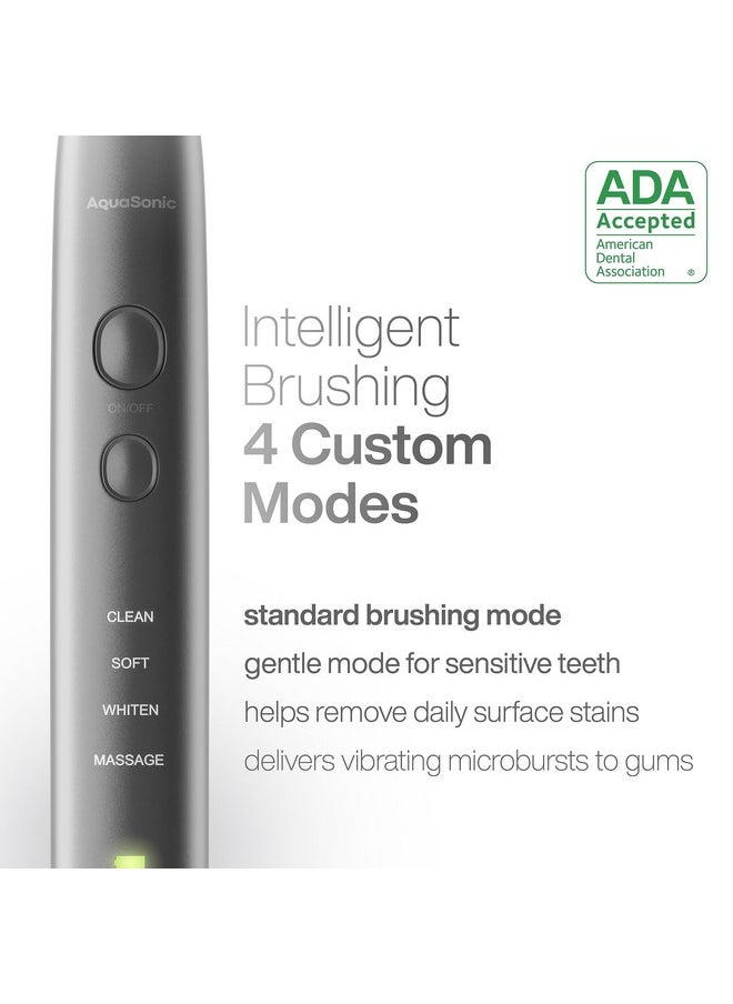 Aquasonic Vibe Series Ultra-Whitening Toothbrush - ADA Accepted Electric Toothbrush - 8 Brush Heads & Travel Case - 40,000 VPM Motor & Wireless Charging - 4 Modes w Smart Timer - Charcoal Metallic