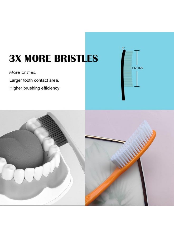 EasyHonor Huge Head Toothbrush, Big Toothbrush, Giant Head Toothbrush, Hard & Firm Toothbrush bristles BPA Free for Proper Dental Care 4 Pack with White Hard Bristles.