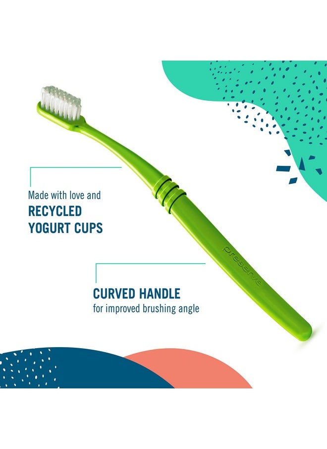 Preserve Eco Friendly Adult Toothbrushes, Made in The USA from Recycled Plastic, Lightweight Package, Ultra Soft Bristles, Colors Vary, 6 Pack