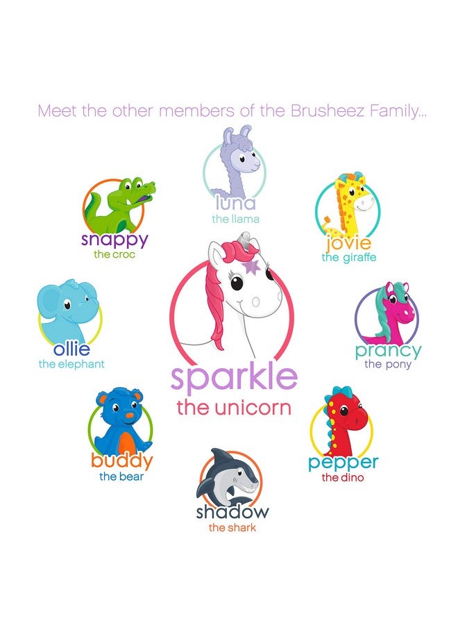 Brusheez Electronic Toothbrush Replacement Brush Heads 2 Pack (Sparkle The Unicorn)