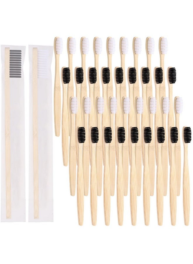 Vesici 200 Pieces Bamboo Toothbrushes Bulk Soft Bristles Toothbrushes with Micro Fur Ultra Wooden Bamboo Tooth Brushes Manual Toothbrushes for Adults Travel Family Hotel Use Individually Packaged