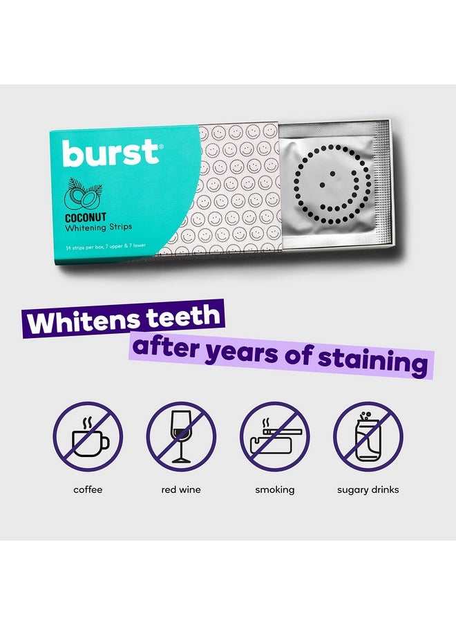 BURST Teeth Whitening Strips with Soothing Coconut Oil for Sensitivity, Gentle on Gums, Deep Stain Removal, Enamel Safe, No Chemical Taste, Works in 15 Minutes, Fast Results, 7 Treatments