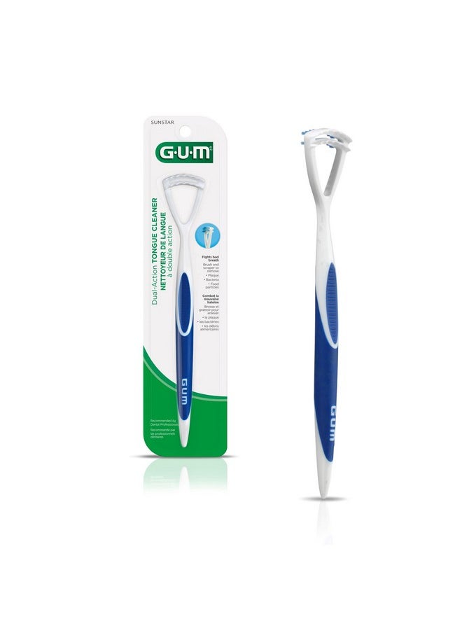 GUM - 760RB Dual Action Tongue Cleaner Brush and Scraper (Colors May Vary)