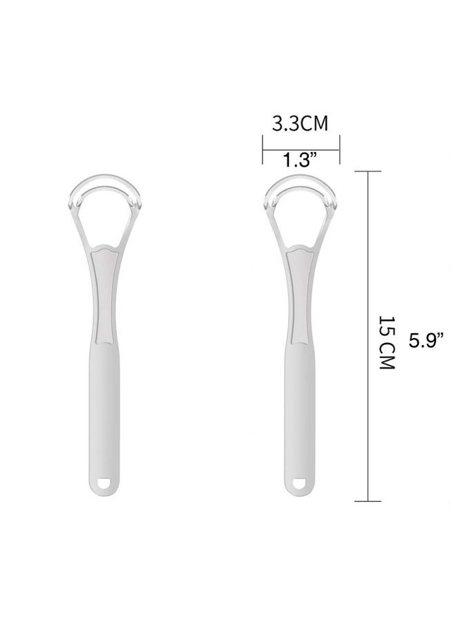 JOSALINAS 2PCS Tongue Cleaners Wide-head Double Blades Scrapers For Oral Care, Platinum Color