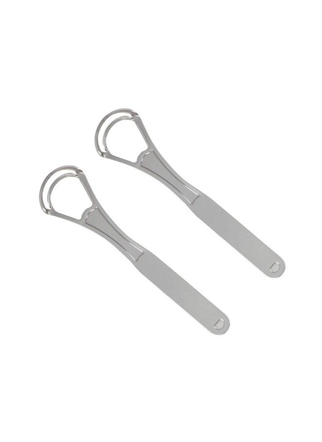 JOSALINAS 2PCS Tongue Cleaners Wide-head Double Blades Scrapers For Oral Care, Platinum Color