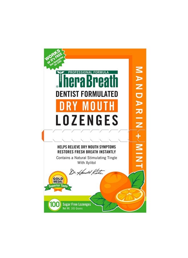 TheraBreath Dry Mouth Lozenges with Zinc, 100 Lozenges, Mandarin Mint, 100 Count (Pack of 2)