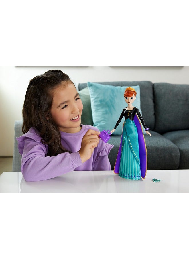 Mattel Disney Frozen Anna Fashion Doll Set, Spin & Reveal with 11 Surprises Including 5 Accessories, 5 Stickers & Play Scene, Inspired by Disney Movie