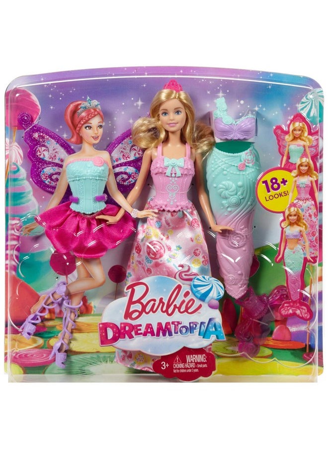 Barbie Doll and Fairytale Dress-Up Set, Clothes and Accessories for Princess, Mermaid and Fairy Characters, Kids Toys and Gifts