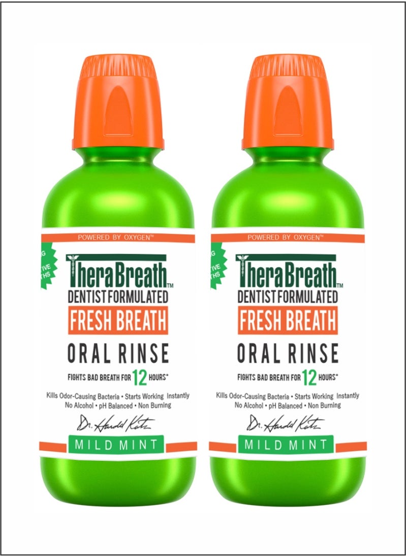 Fresh Breath Oral Rinse  Mild Mint, Pack of 2 for Continuous Fresh Breath