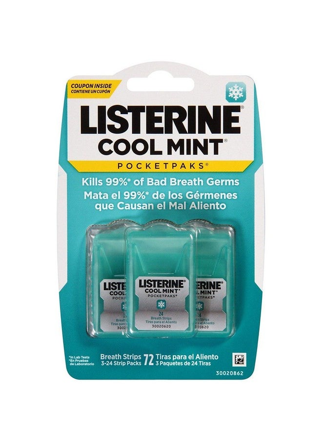 Listerine Cool Mint Pocketpacks Breath Strips 288 Ct. (Pack of 4)