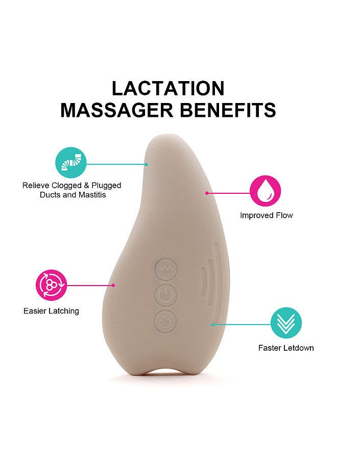 Warming Lactation Massager Soft Silicone  Massager for feeding Heat + Vibration for Clogged Ducts Improved Postpartum Milk Flow