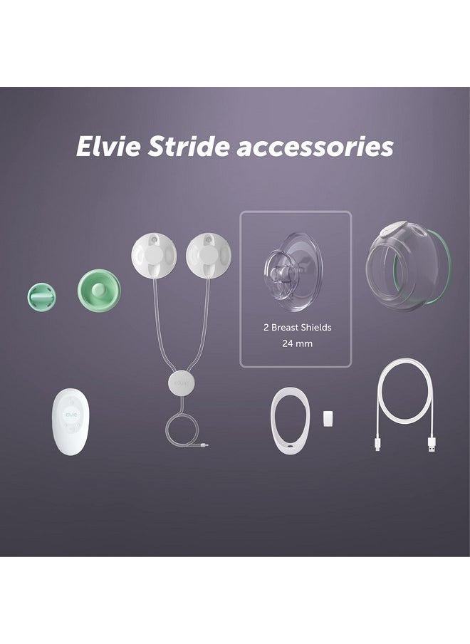 Elvie Stride Breast Pump Breast Shield - 24mm | 2 Pack | Nipple Shield Flange for Pumping Breast Milk | Breastfeeding Essentials for Electric Breast Pumps | BPA Free, Dishwasher Safe