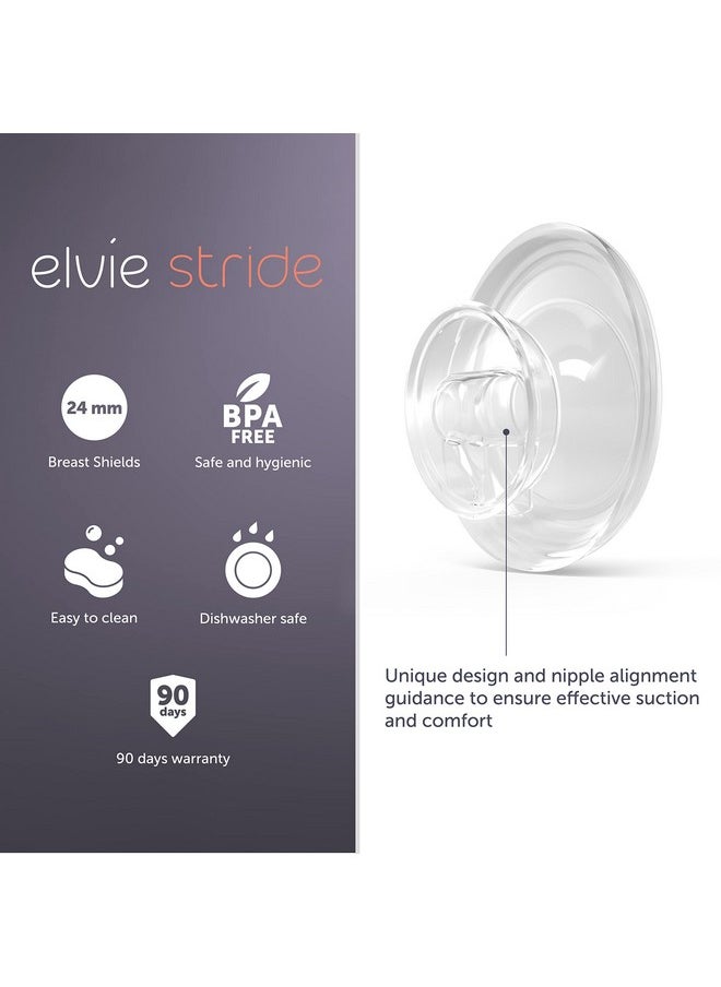 Elvie Stride Breast Pump Breast Shield - 24mm | 2 Pack | Nipple Shield Flange for Pumping Breast Milk | Breastfeeding Essentials for Electric Breast Pumps | BPA Free, Dishwasher Safe