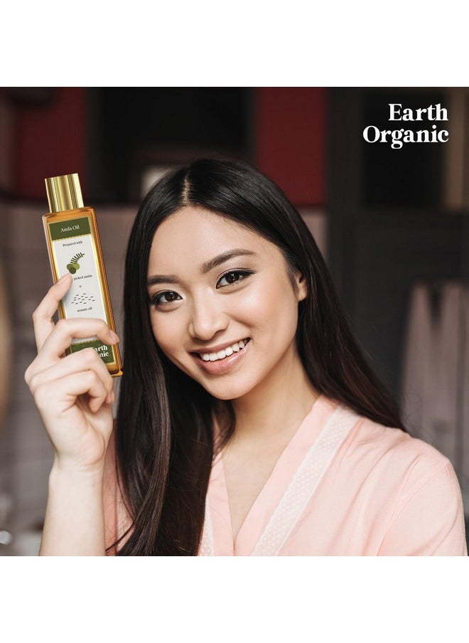 Women & Men Amla Hair Oil By Earth Organic | Hair Growth Oil | Herbal Hair Oil For Hair Fall And Regrowth | Natural Amla Ayurvedic Hair Oil With Hair Oil Applicator | 200Ml