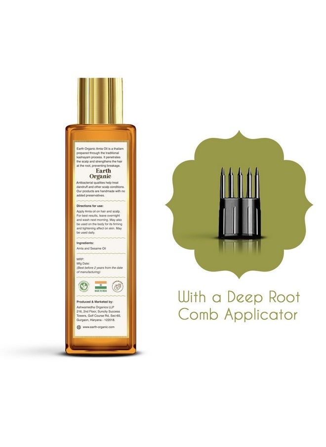Women & Men Amla Hair Oil By Earth Organic | Hair Growth Oil | Herbal Hair Oil For Hair Fall And Regrowth | Natural Amla Ayurvedic Hair Oil With Hair Oil Applicator | 200Ml