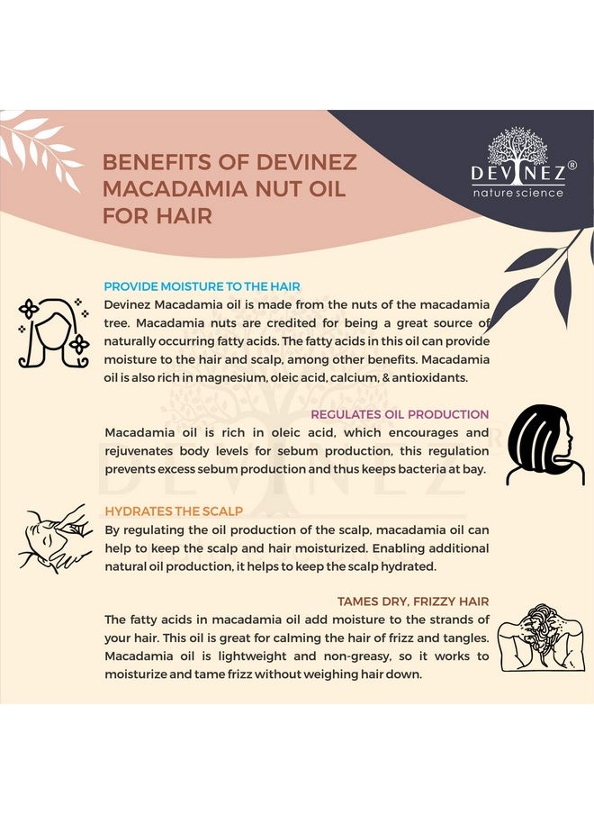 Devinez Macadamia Nut Cold-Pressed Oil -500ml, (NABL & IFRA Certified) - 100% Pure, Natural & Undiluted in Anodized Aluminum Bottle - Oleic Acid (Omega 9), for Healthy Hair, prevent wrinkles, age spots and other signs of aging