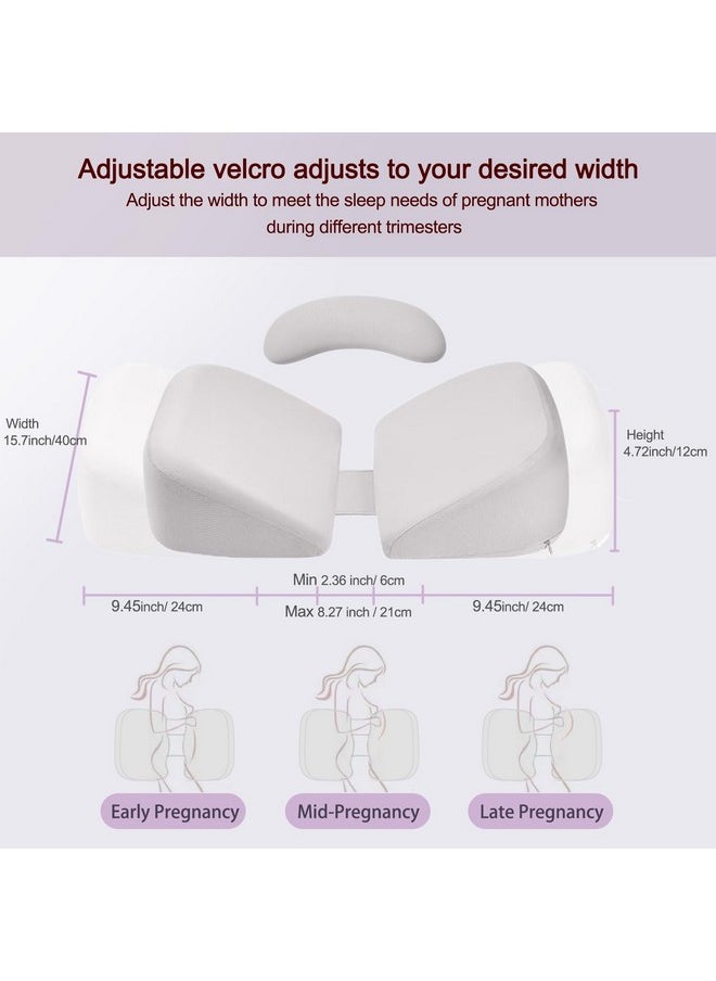 Pregnancy Pillows for Sleeping, Upgraded Memory Foam Maternity Pillow, Pregnancy Body Pillow for Pregnant Women with Removable, Washable Cover, Support for Belly,Back (Light Grey)