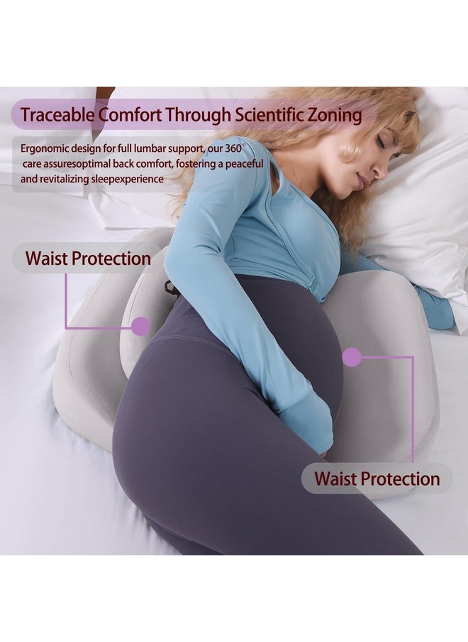 Pregnancy Pillows for Sleeping, Upgraded Memory Foam Maternity Pillow, Pregnancy Body Pillow for Pregnant Women with Removable, Washable Cover, Support for Belly,Back (Light Grey)