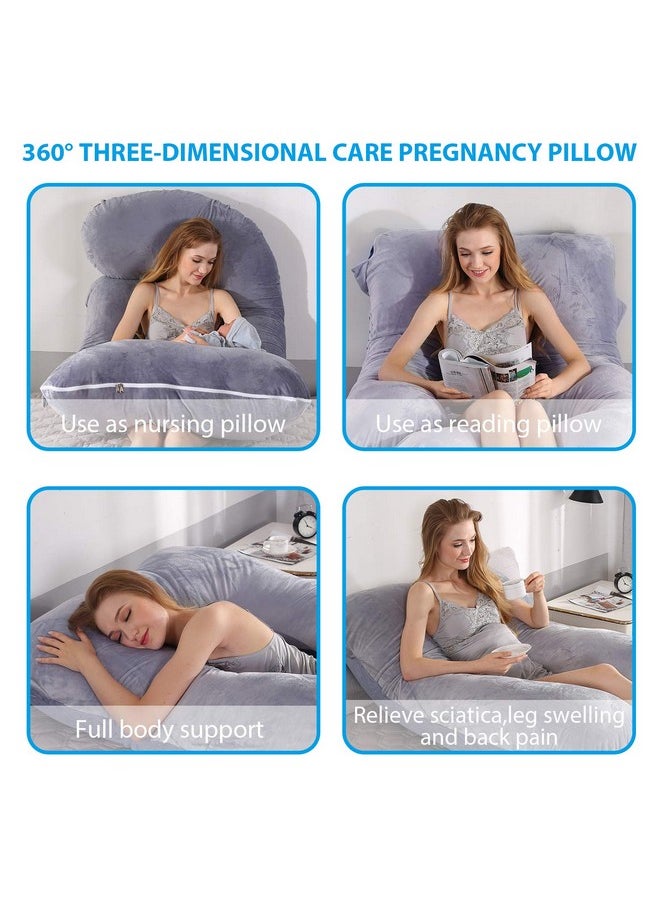 Victostar Pregnancy Pillow,57 inches U Shaped Maternity Pillow with Removable Cover Full Body Pillow Support for Back, HIPS, Legs, Belly (Dark Gray)
