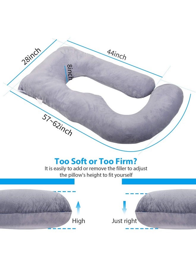 Victostar Pregnancy Pillow,57 inches U Shaped Maternity Pillow with Removable Cover Full Body Pillow Support for Back, HIPS, Legs, Belly (Dark Gray)
