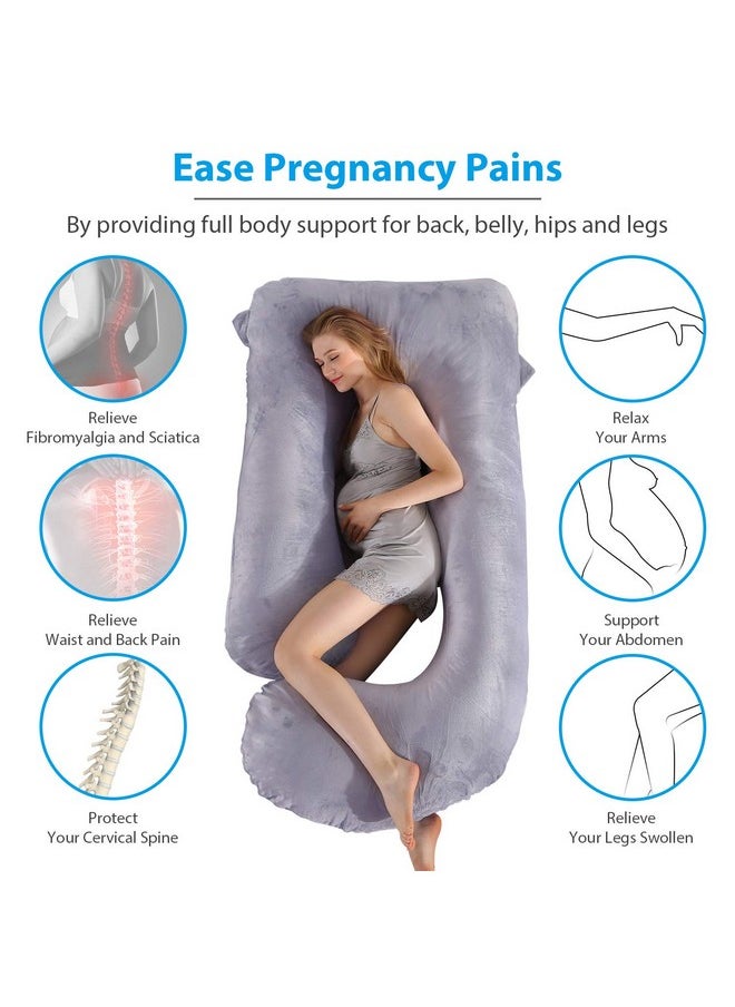Victostar Pregnancy Pillow,57 inches U Shaped Maternity Pillow with Removable Cover Full Body Pillow Support for Back, HIPS, Legs, Belly (Dark Gray)