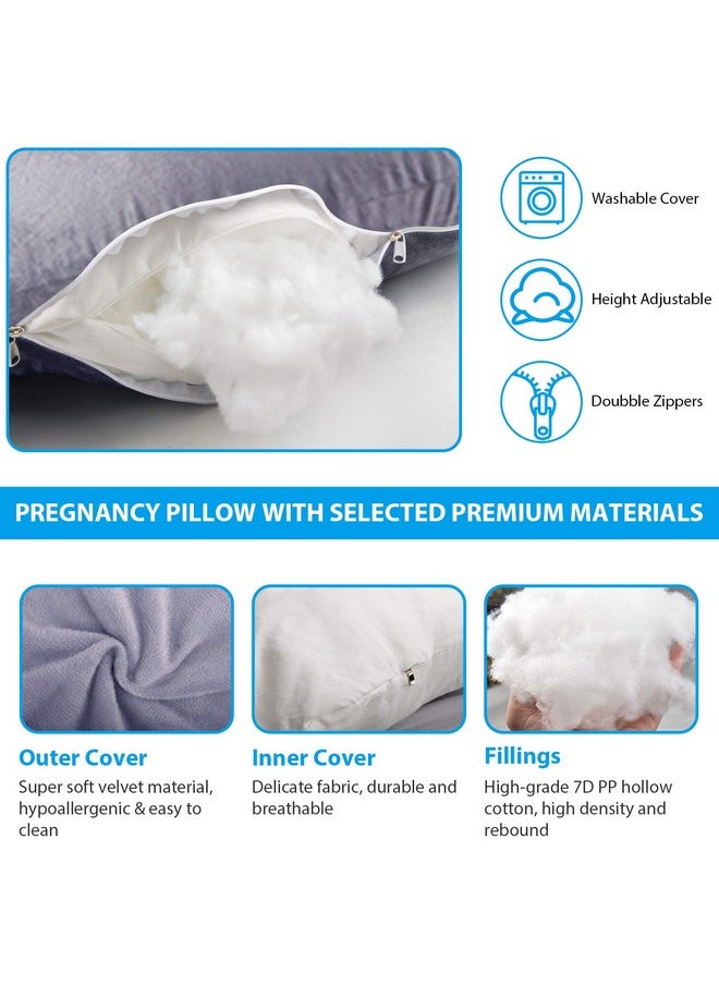 Victostar Pregnancy Pillow,57 inches U Shaped Maternity Pillow with Removable Cover Full Body Pillow Support for Back, HIPS, Legs, Belly (Dark Gray)