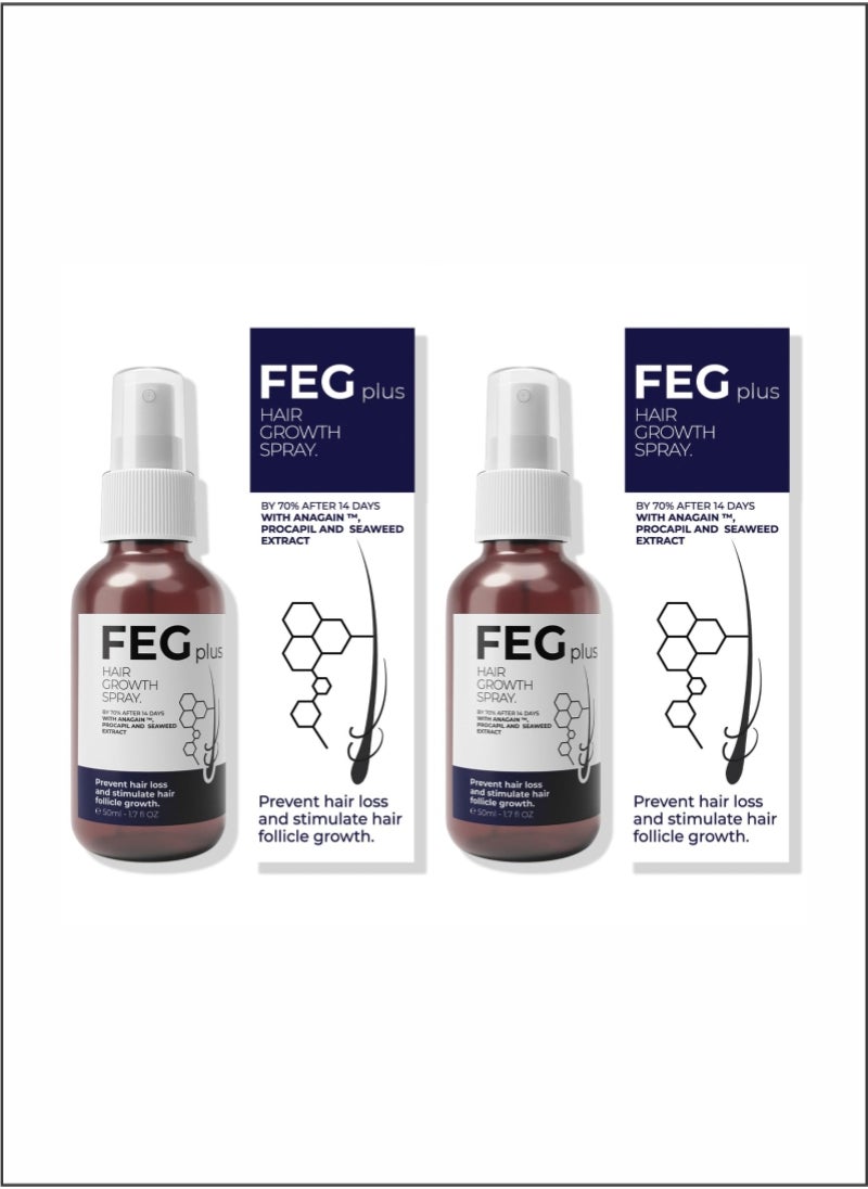 Revitalize Your Hair with Feg Plus Hair Growth Spray 50ml Boost Growth & Reduce Thinning Pack Of 2