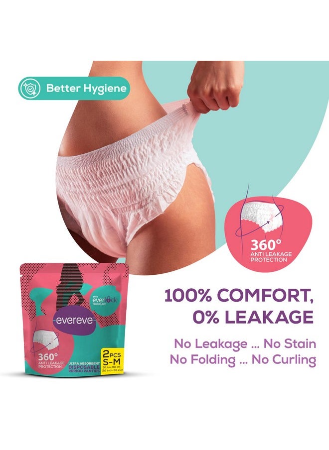 EverEve Ultra Absorbent Disposable Period Panties, S-M, 2x2's Pack, 0% Leaks, Sanitary protection for women & Girls, Maternity Delivery Pads, 360 Protection, Postpartum & Overnight use, Heavy Flow