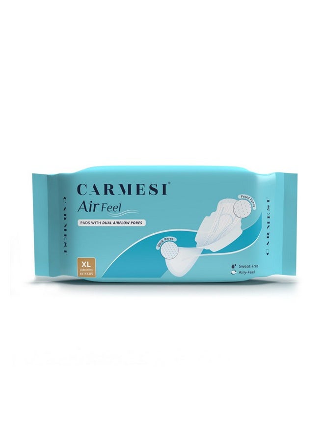 Carmesi Air Feel Sanitary Pads With Dual Airflow Pores - 40 XL Pads With Wide Back | Keeps You Dry, Sweat-Free, Rash-Free & Comfy | Soft, Lightweight & Ultra-Thin | Super-Absorbent Core | Non-Toxic