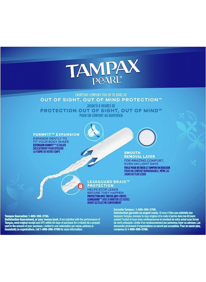 Tampax Pearl Tampons Multipack, Light/Regular/Super Absorbency, with Leakguard Braid, Unscented, 94 Count