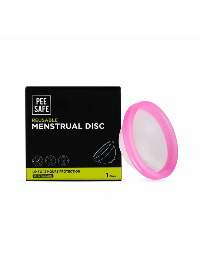 Pee Safe Reusable Menstrual Disc | 1 Reusable Menstrual Disc + 1 Spandex Storage Pouch | Capacity of 55 ml | Made of Medical Grade Silicone