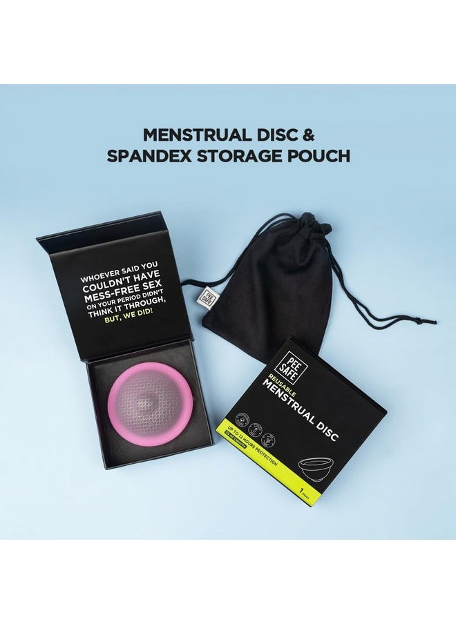 Pee Safe Reusable Menstrual Disc | 1 Reusable Menstrual Disc + 1 Spandex Storage Pouch | Capacity of 55 ml | Made of Medical Grade Silicone