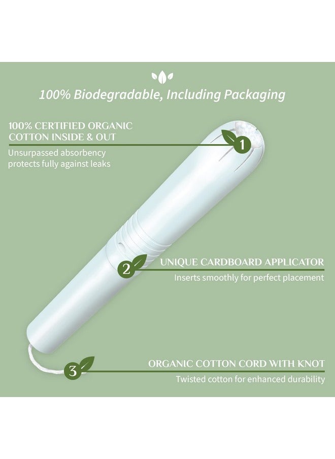 Organyc 100% Certified Organic Cotton Tampons, Cardboard Applicator, Free from Chlorine, Perfumes, Rayon and Chemicals, Regular, 16 Count