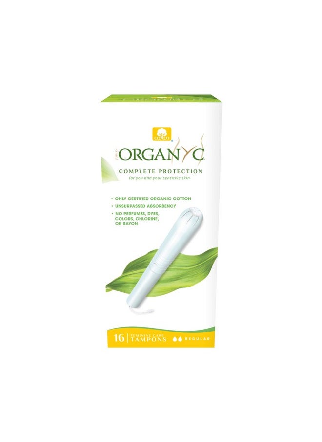 Organyc 100% Certified Organic Cotton Tampons, Cardboard Applicator, Free from Chlorine, Perfumes, Rayon and Chemicals, Regular, 16 Count