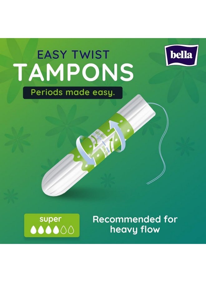 Bella Tampon Super Easy Twist for Women | High Absorbtion | For Heavy Flow | Soft & Safe Protection | Pack of 2 | 16 Pcs Each