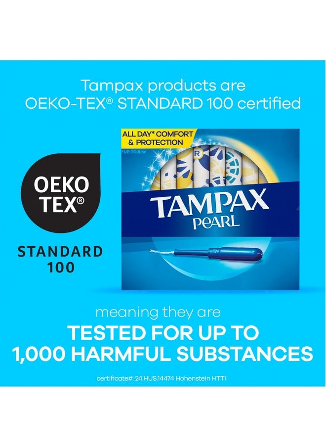 Tampax Pearl Tampons Regular Absorbency, With Leakguard Braid, Unscented, 50 Count x 2 Packs (100 Count total)