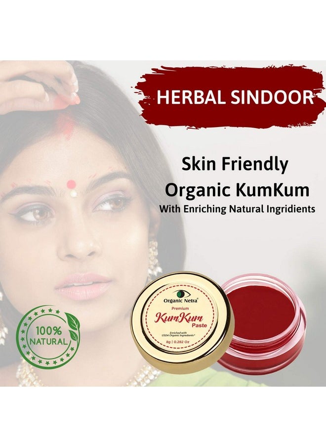 Organic Netra Sindoor/Kumkum Paste | Waterproof Long Lasting, Smudge Proof Sindoor | Pure and Natural Deep Maroon Colour, Long lasting | Enriched with Natural and Organic Ingredients, 0.2 Oz