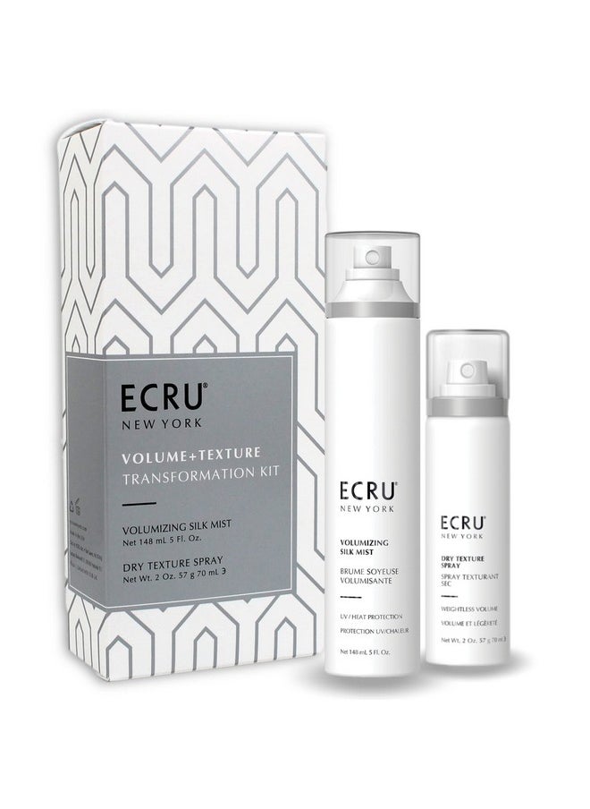 ECRU New York Volume & Texture Hair Transformation Kit | Volumizing Silk Mist, 5 oz. + Dry Texture Spray, 2 oz. Set of Two for Weightless Shine & Texture