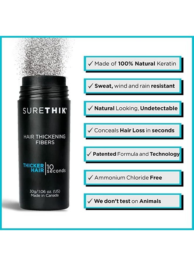 SureThik Hair Thickening Fibers, 15g and Fiber Holding Spray, 100ml (Black)