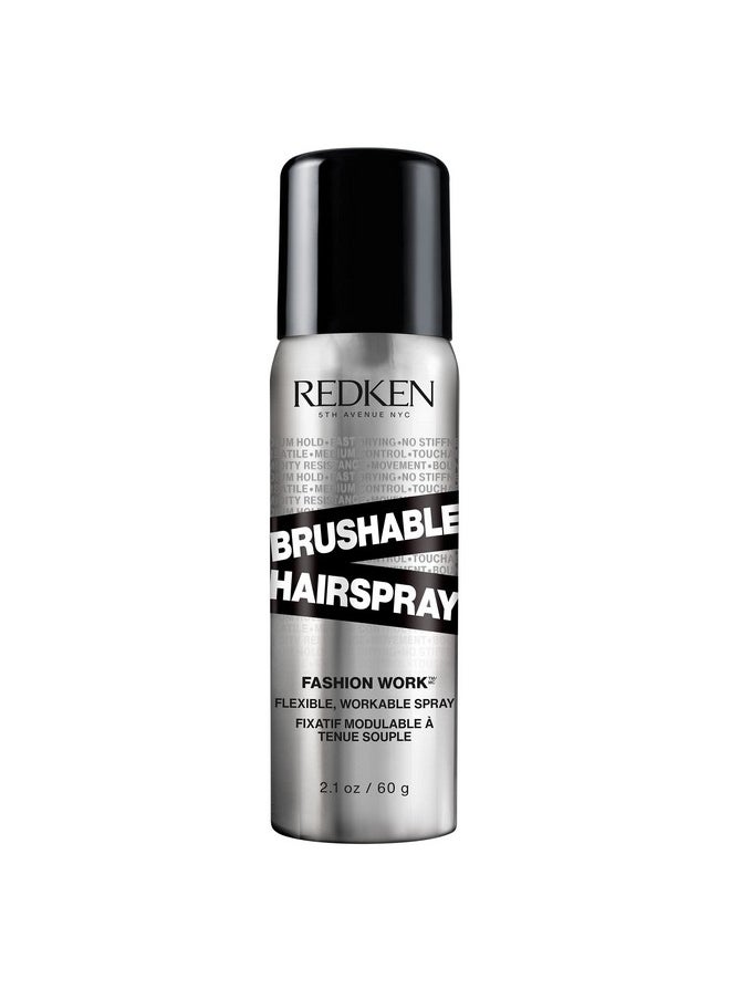 Redken Brushable Hairspray 12 | Flexible Medium Hold with Natural Finish | Protects Against Frizz & Humidity | For All Hair Types | 1.9 Oz