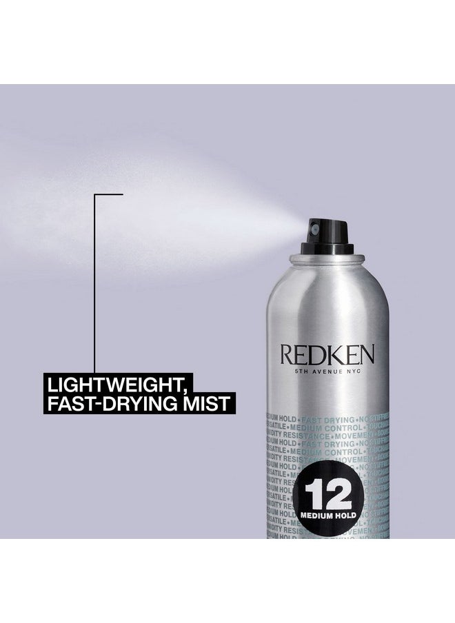 Redken Brushable Hairspray 12 | Flexible Medium Hold with Natural Finish | Protects Against Frizz & Humidity | For All Hair Types | 1.9 Oz