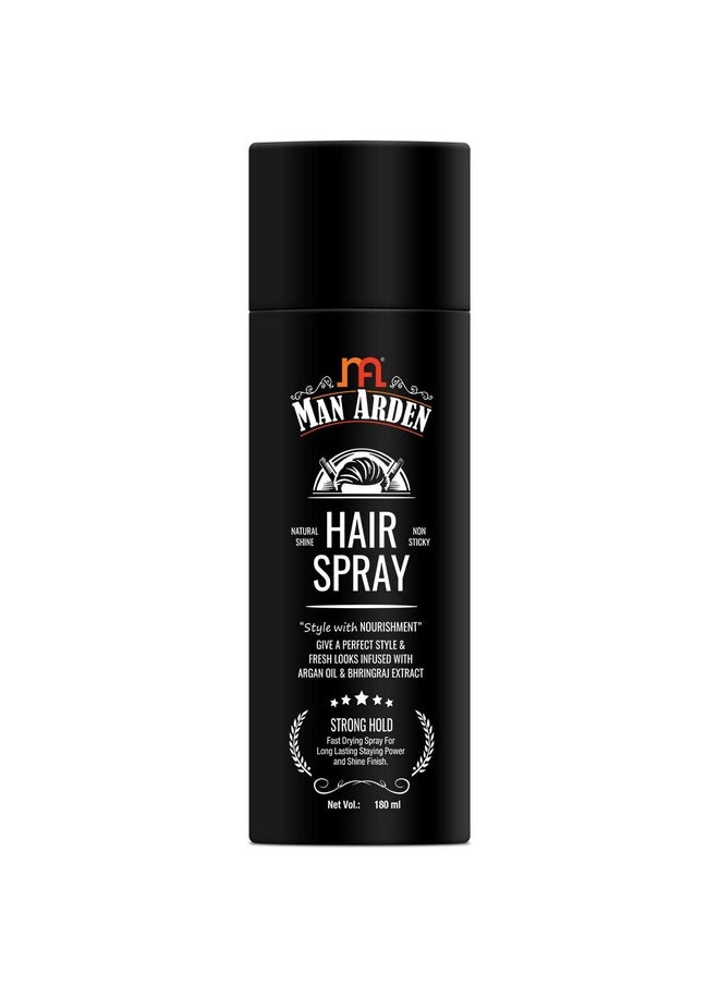 Man Arden Hair Spray - Strong Hold, Styling with Nourishment - Argan Oil and Bhringraj, 180 ml x Pack Of 3