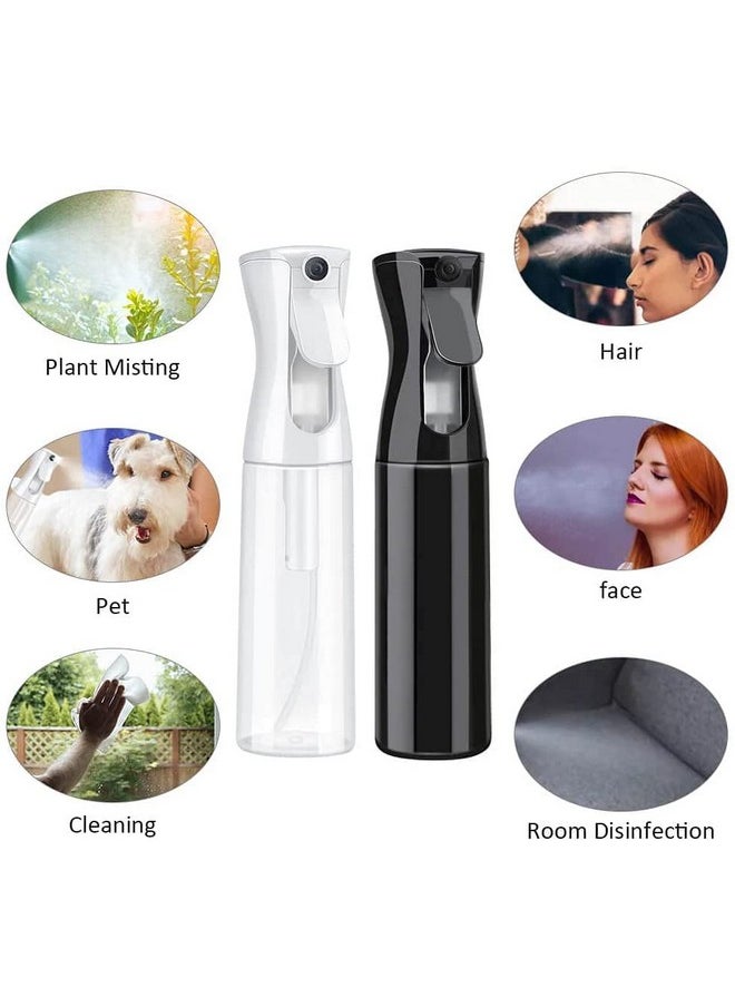 WHISKET Spray Bottle Refillable Fine Mist Sprayer Bottle 300 ml for Hair Styling, Cleaning, Garden Continuous Water Mister [PACK OF 2] (black)